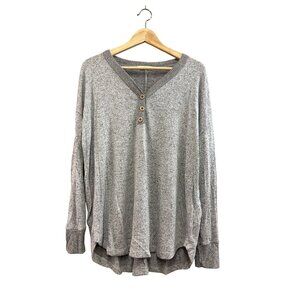 Gray Jockey Womens Long Sleeve Henley Top Size L